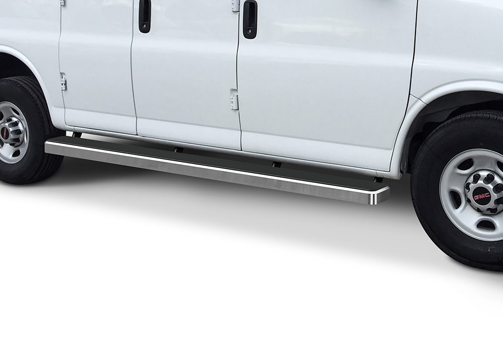 2003-2025 GMC Savana Running Boards (135" WB. Aluminum Black Side Edge) Running Boards APS Auto